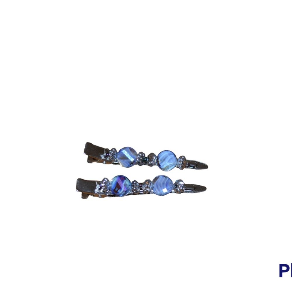 Handmade at Home Hair Clips Pair with Bids Length - 3 1/4"
